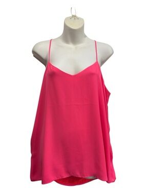 Reversible Bright Pink and orange  V-Neck adjustable Spaghetti Strap Cami sz L